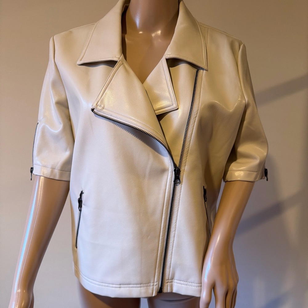 J. Society Cream Vegan Leather Jacket Size L